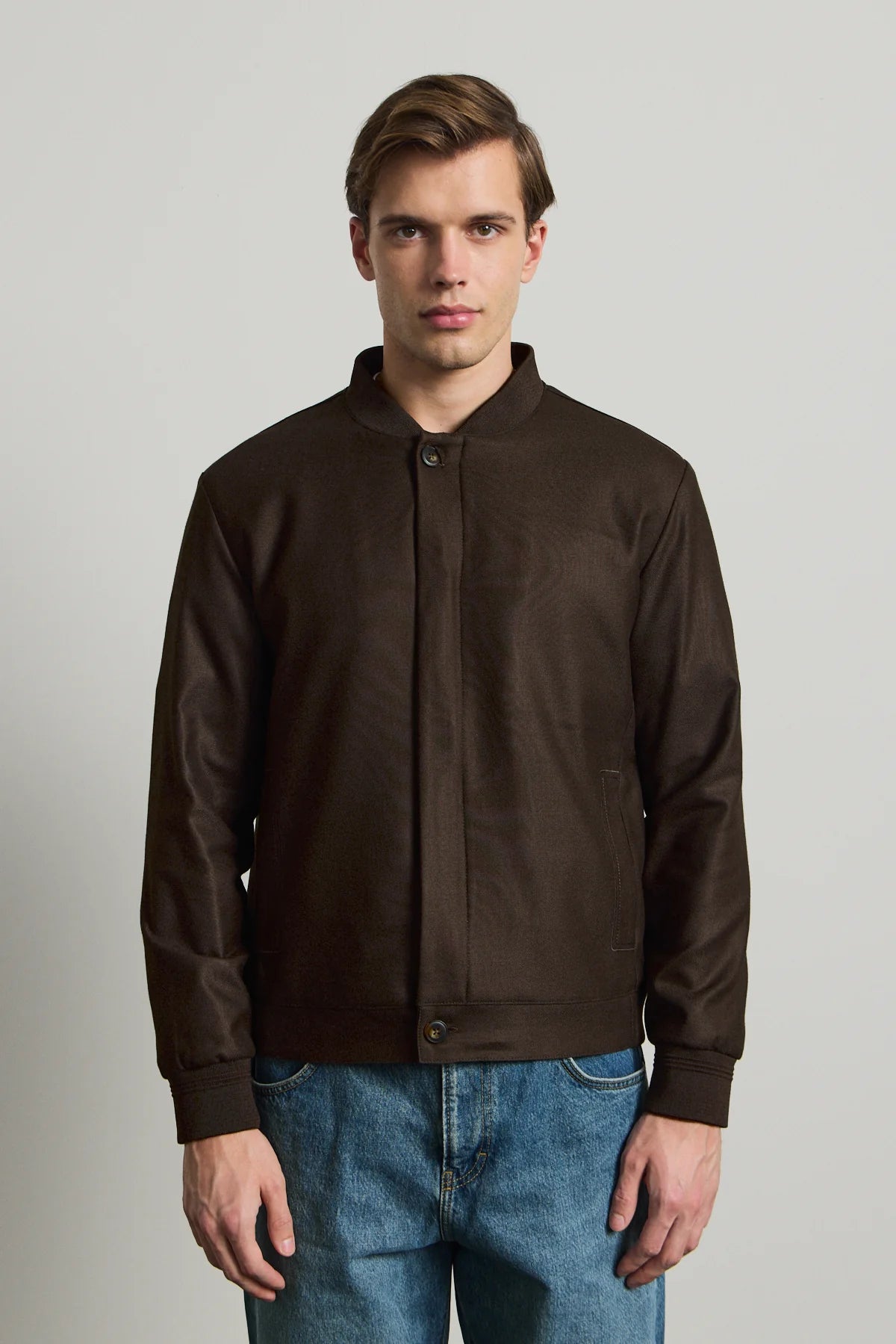 Men’s Brown Minimal Smart Bomber Jacket