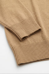 Men’s Camel Brown Crew Neck Jumper Regular Fit Knitted Pullover