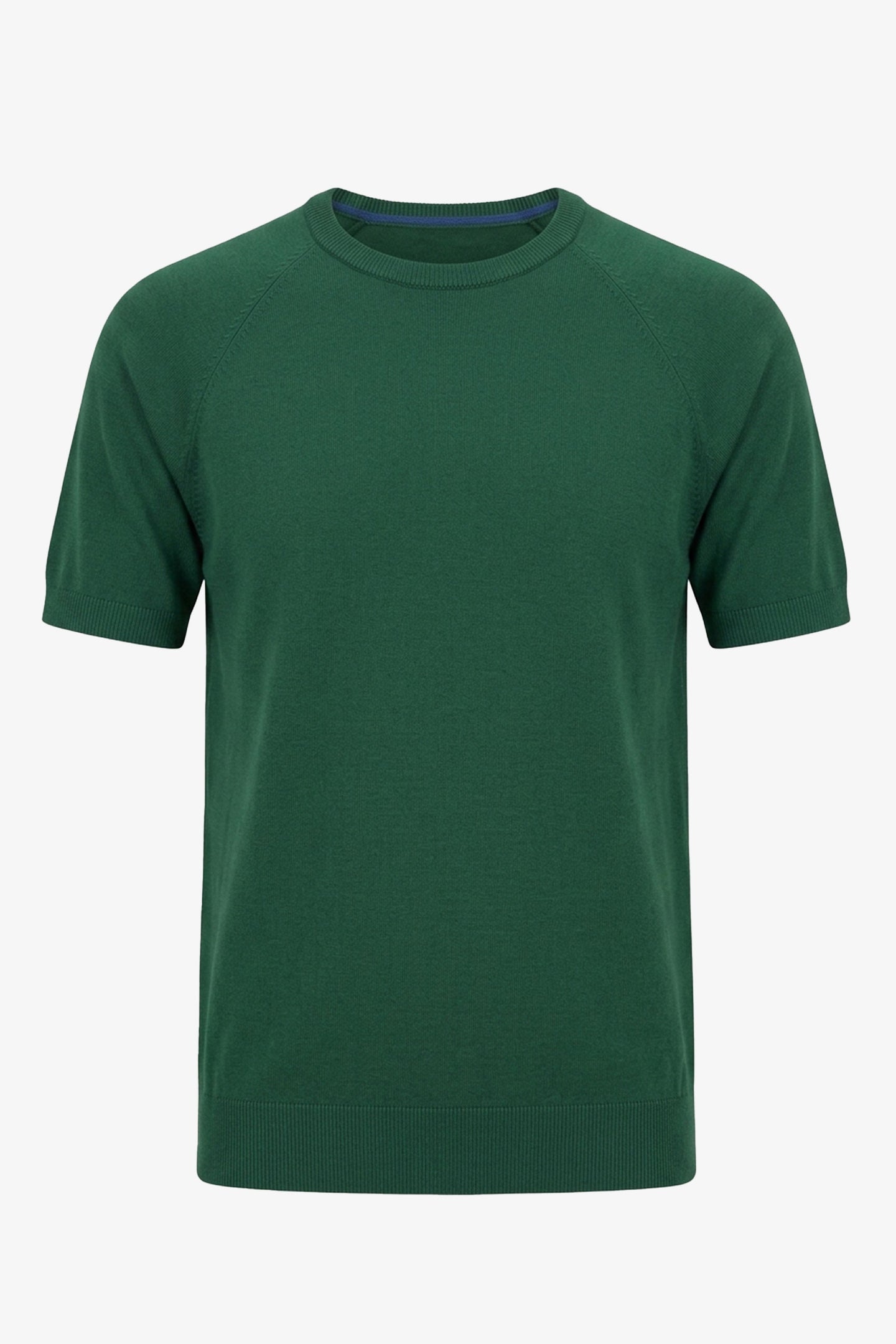 Men’s Green Classic Knitted TShirt Short Sleeve Crew Neck
