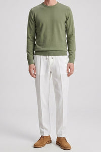 Men’s Green Crew Neck Jumper Regular Fit Knitted Pullover