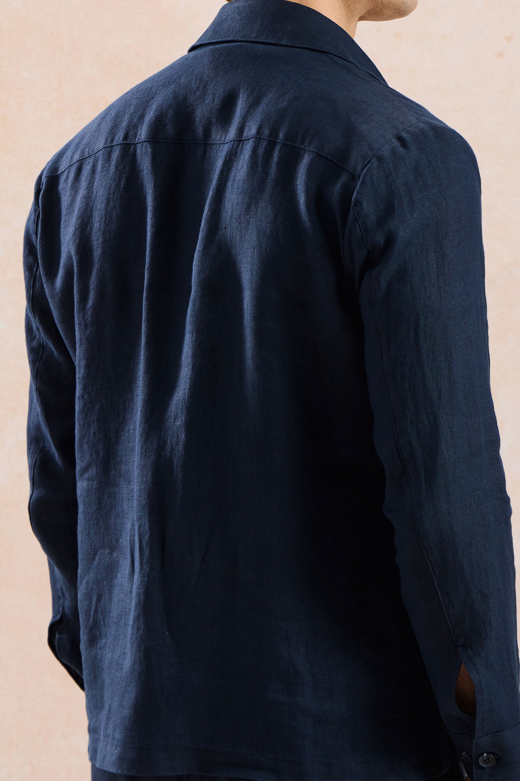 Men’s Navy Zip Linen Jacket & Sage Trousers Set Smart Casual Summer Outfit