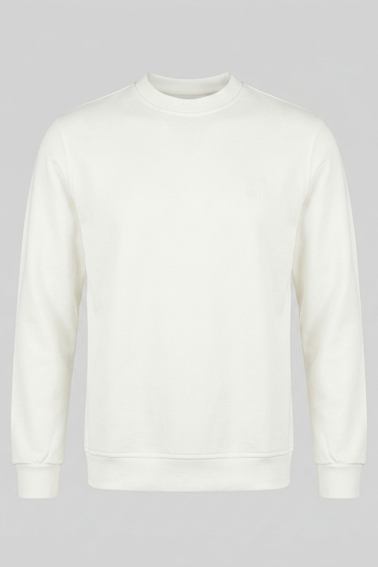 Men’s Off White Cotton Blend Crew Neck Sweatshirt Long Sleeve Stretch Pullover