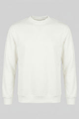 Men’s Off White Cotton Blend Crew Neck Sweatshirt Long Sleeve Stretch Pullover