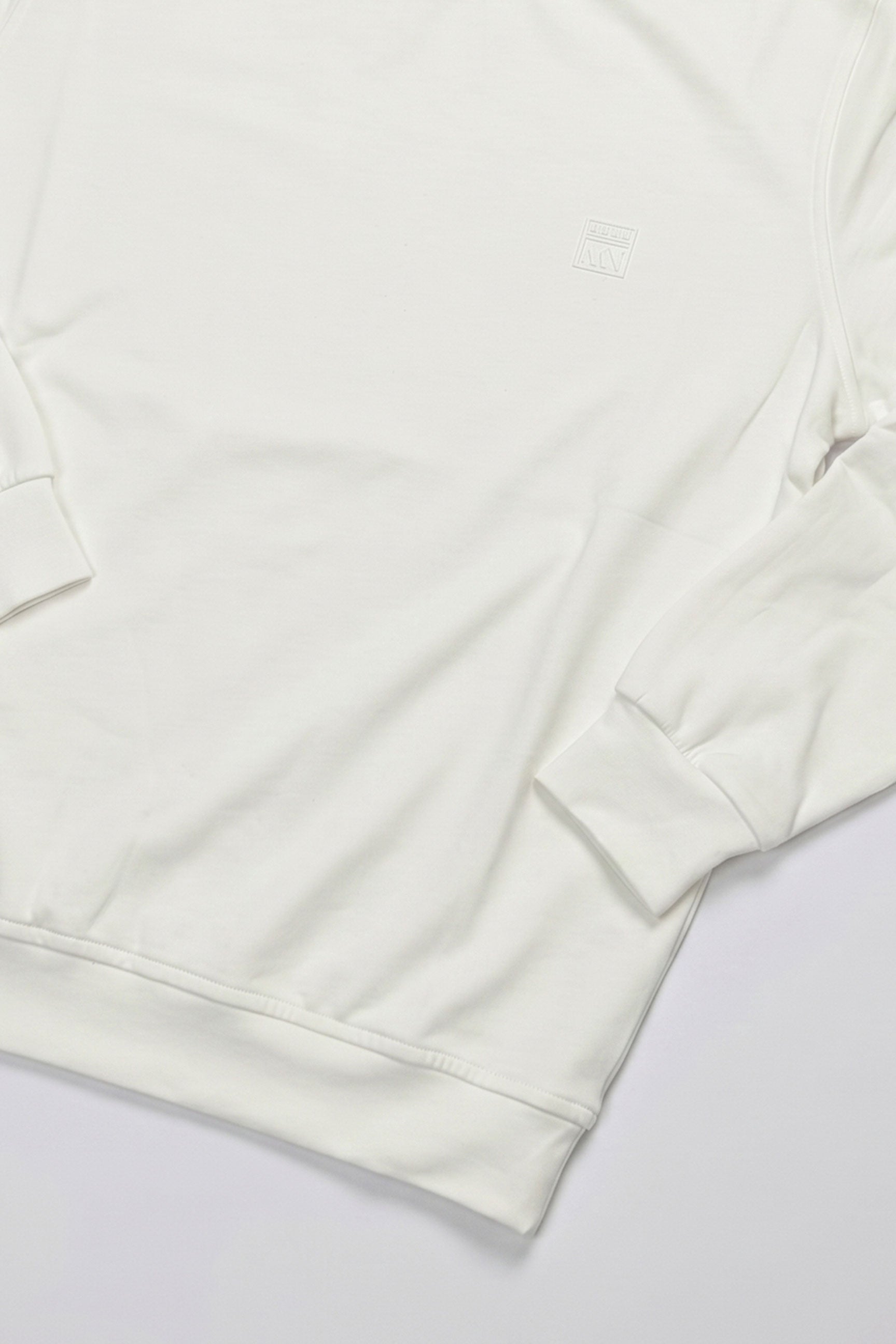 Men’s Off White Cotton Blend Crew Neck Sweatshirt Long Sleeve Stretch Pullover