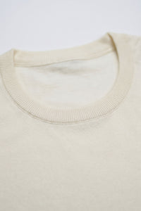 Men’s Off White Cream Knitted T Shirt Regular Fit Crew Neck Short Sleeve Top