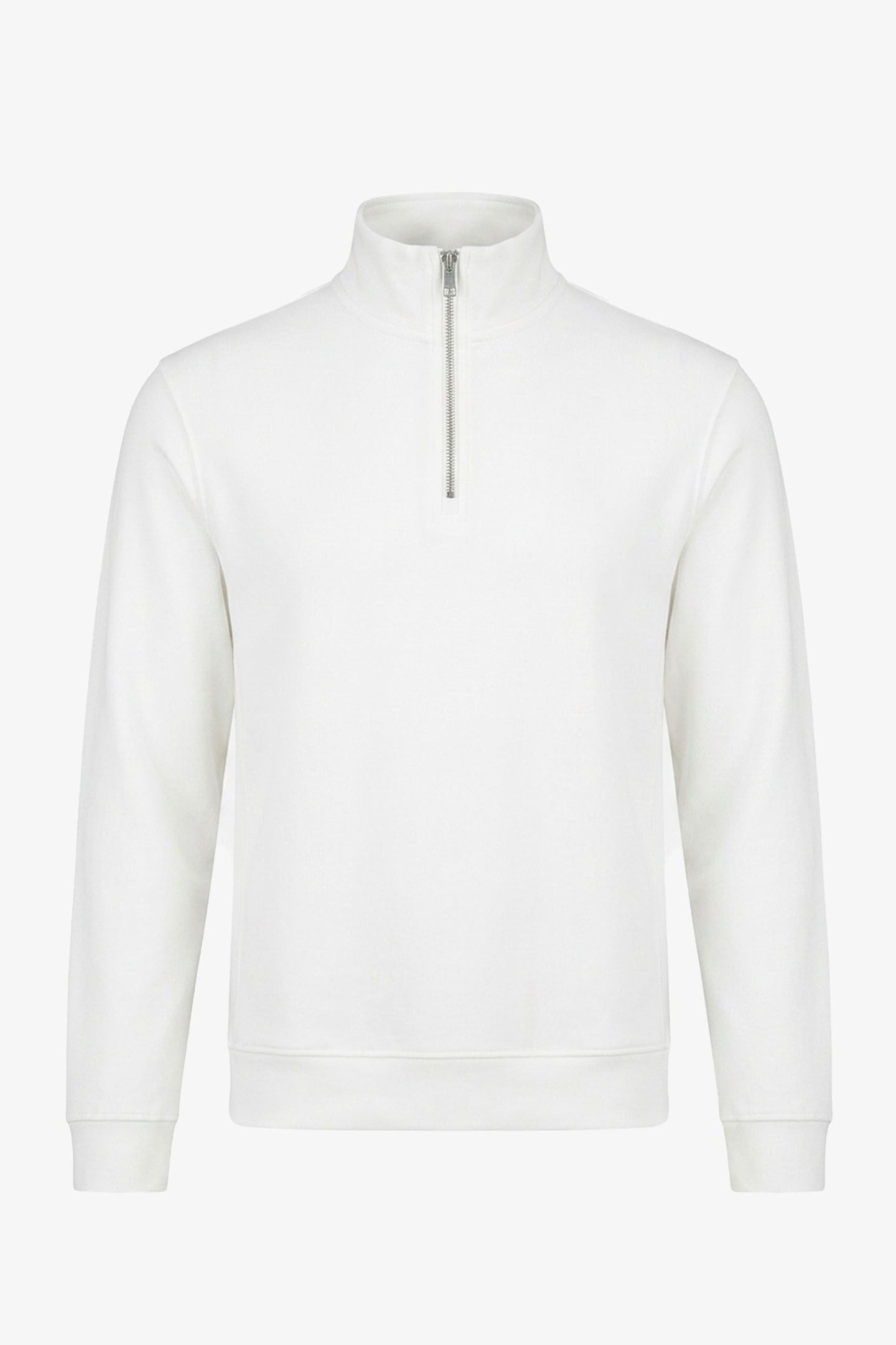 Men’s Off White Quarter Zip Sweatshirt Cotton Blend Funnel Neck Pullover