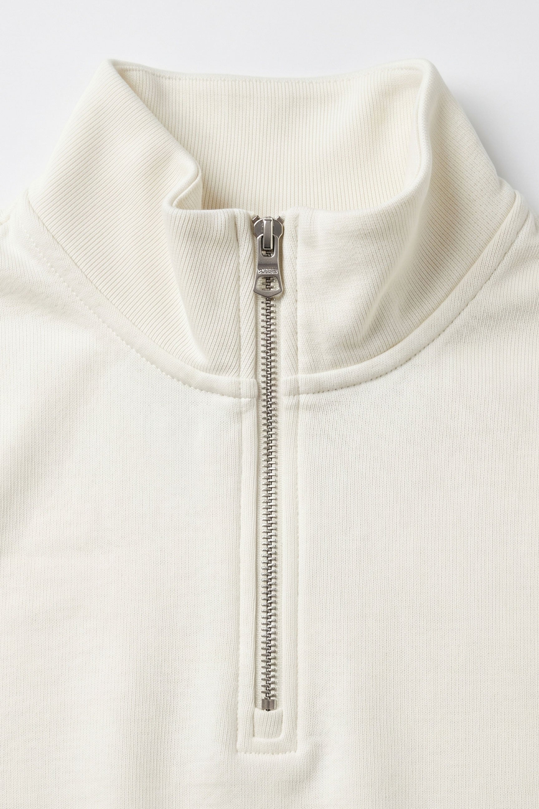 Men’s Off White Quarter Zip Sweatshirt Cotton Blend Funnel Neck Pullover