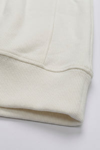 Men’s Off White Quarter Zip Sweatshirt Cotton Blend Funnel Neck Pullover