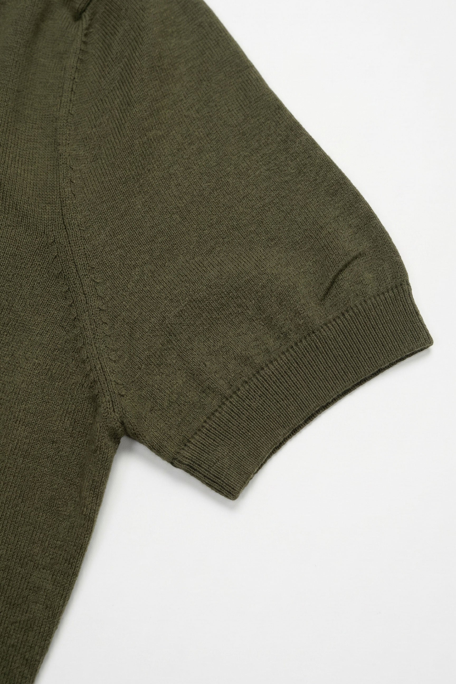 Men’s Olive Green Knitted T Shirt Regular Fit Crew Neck Short Sleeve Top