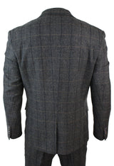 Cavani Albert - Men's Herringbone Tweed Check 3 Piece Suit - Charcoal