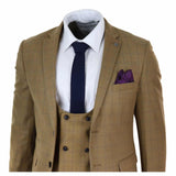 Mens 3 Piece Tan-Brown Suit with Double Breasted Waistcoat - Paul Andrew Ford