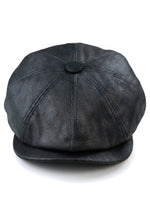 Men's 8 Panel Razor Baker Boy Hat PU Leather Blinders Newsboy Flat Cap Black