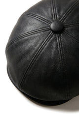 Men's 8 Panel Razor Baker Boy Hat PU Leather Blinders Newsboy Flat Cap Black