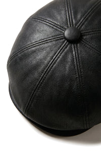 Men's 8 Panel Razor Baker Boy Hat PU Leather Blinders Newsboy Flat Cap Black