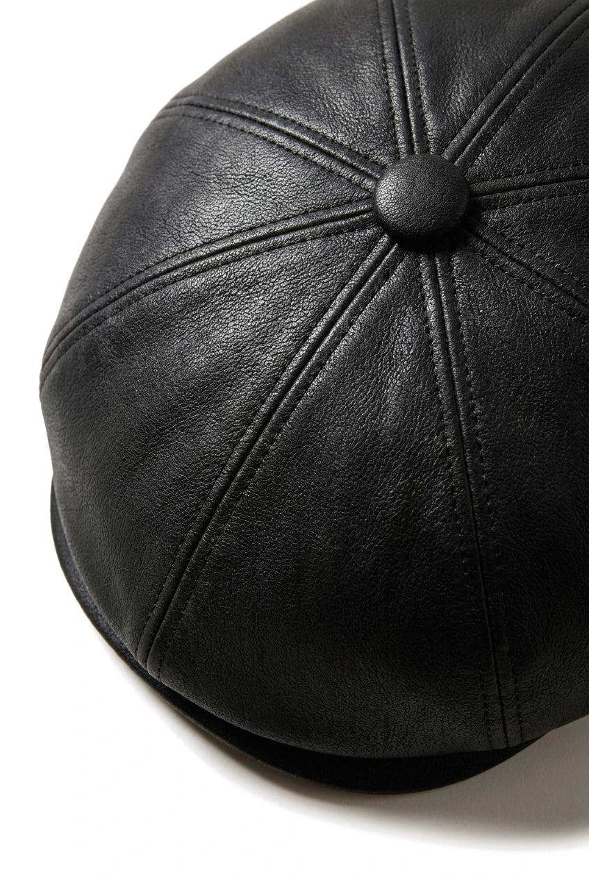 Men's 8 Panel Razor Baker Boy Hat PU Leather Blinders Newsboy Flat Cap Black