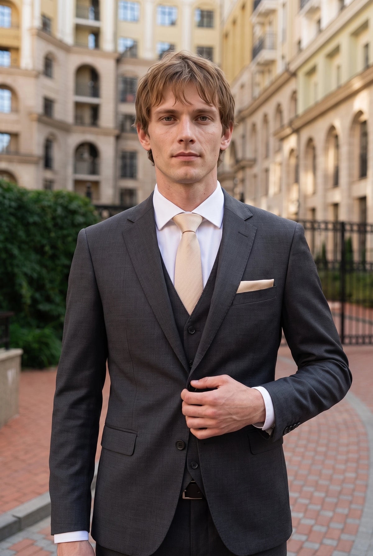 Men’s Beige Patterned Tie
