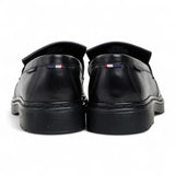 Men's Black Leather Chunky Sole Tassel Loafer Shoes
