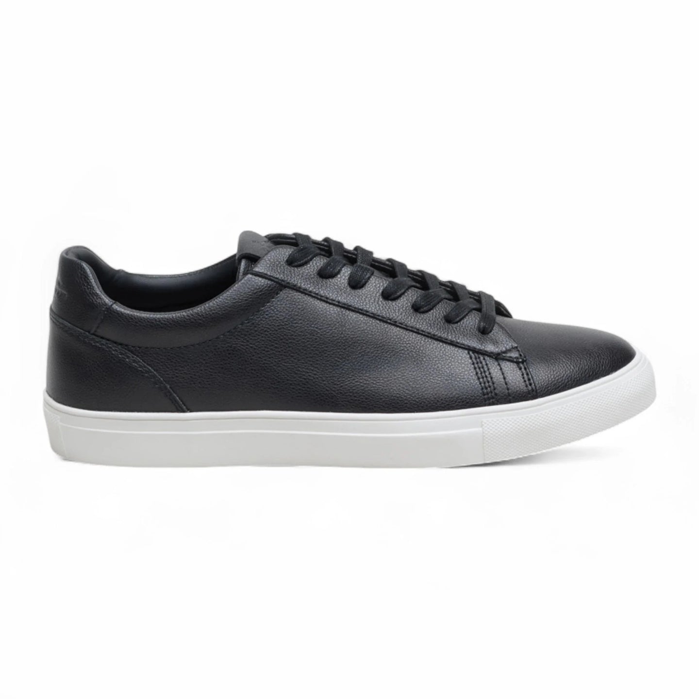 Men's Black Leather Lace-Up Casual Sneakers