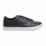 Men's Black Leather Lace-Up Casual Sneakers
