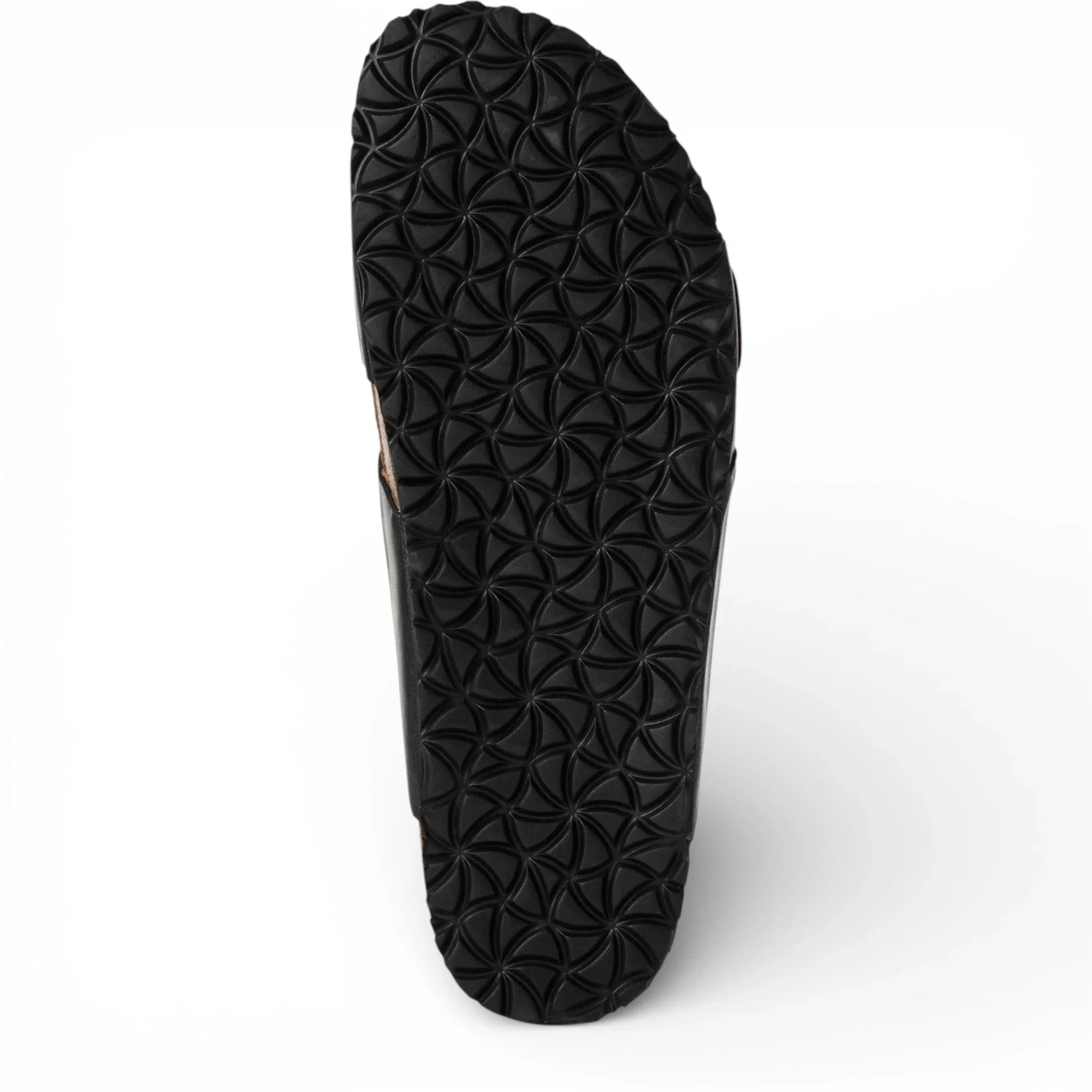 Men's Black Leather Slip-On Footbed Slipper Sandals