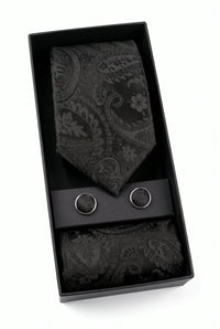 Men’s Black Paisley Tie Gift Set