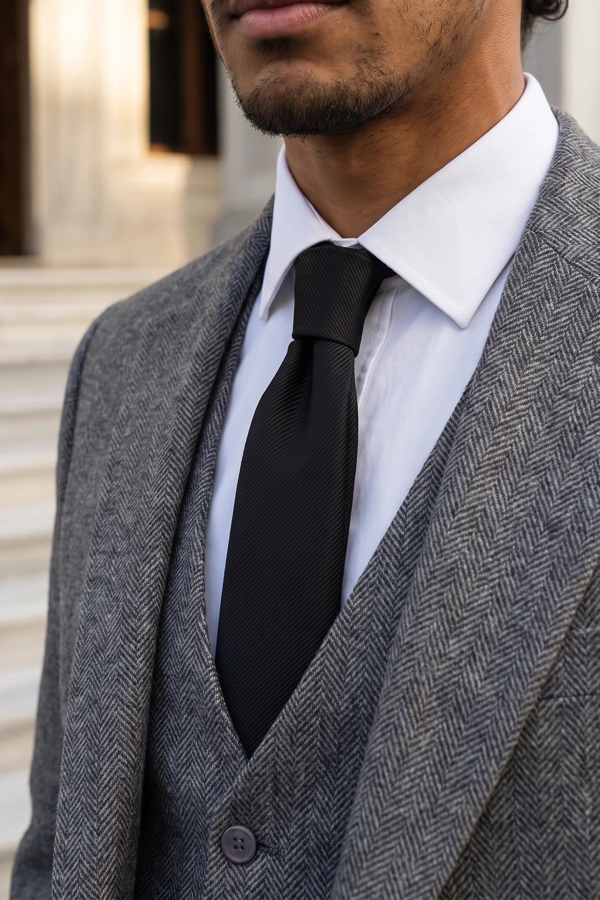 Men’s Black Slim Solid Colour Tie