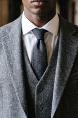 Men’s Black Wool Blend Tweed Tie