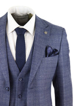Mens 3 Piece Suit Classic Tweed Check Vintage Retro Peaky Blinders Tailored Fit