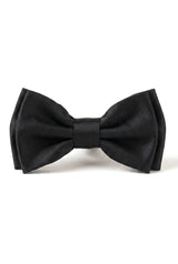 Men's Bow Tie Pocket Square Cuff Links Gift Set Black Color