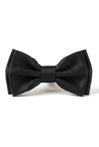 Men's Bow Tie Pocket Square Cuff Links Gift Set Black Color