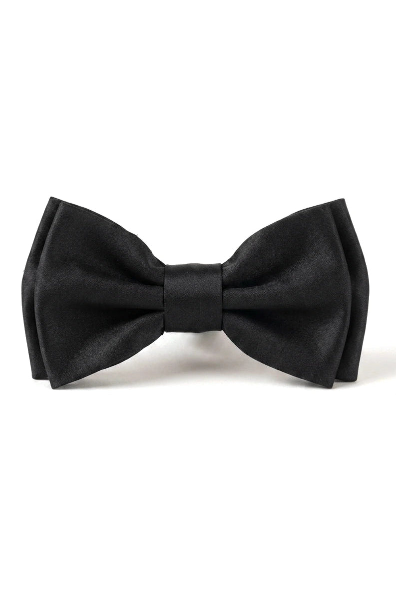 Men's Bow Tie Pocket Square Cuff Links Gift Set Black Color