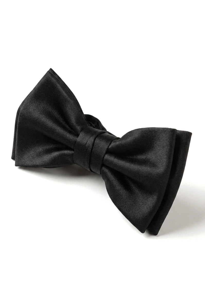 Men's Bow Tie Pocket Square Cuff Links Gift Set Black Color