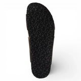 Men's Brown Leather Slip-On Footbed Slipper Sandals