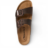Men's Brown Leather Slip-On Footbed Slipper Sandals