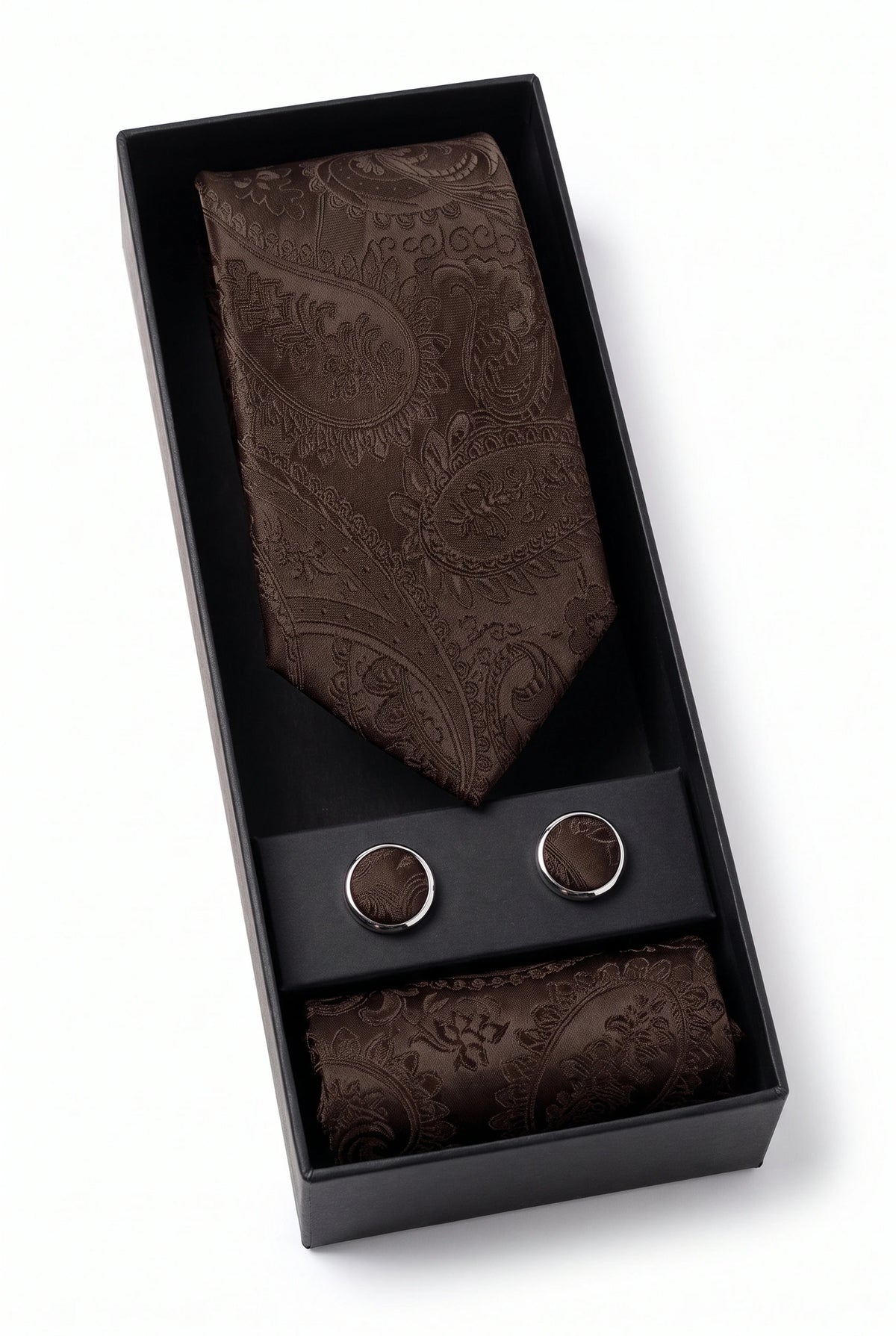 Men’s Brown Paisley Tie Gift Set