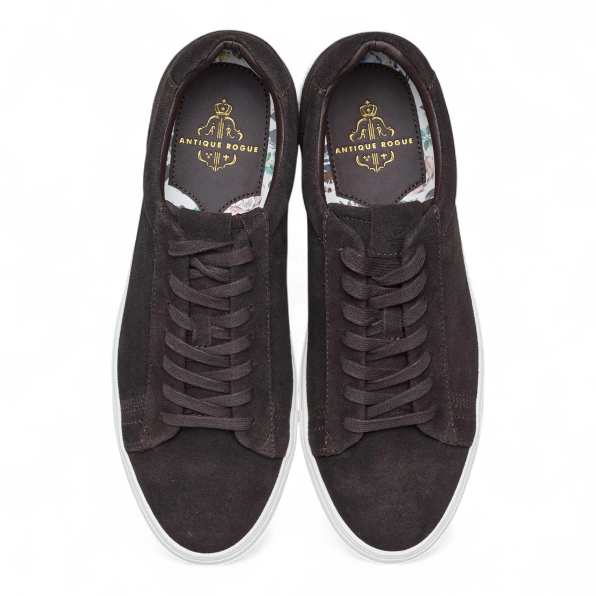 Men's Brown Suede Leather Lace-Up Casual Sneakers