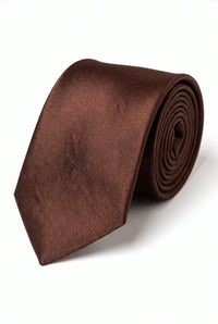 Men’s Brown Tie Set with Pocket Square and Cufflinks