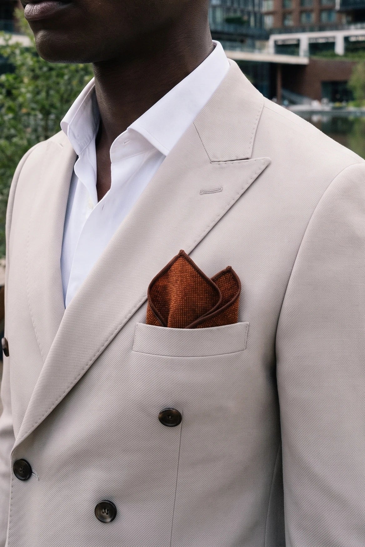 Men’s Brown Tweed Pocket Square