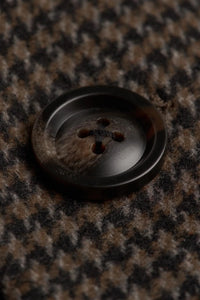 Men's Brown Wool Blend Houndstooth Tweed Overcoat