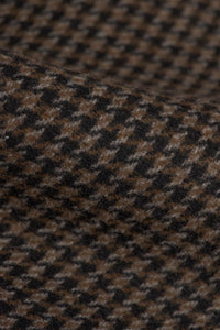 Men's Brown Wool Blend Houndstooth Tweed Overcoat