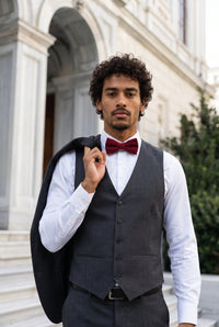 Men’s Burgundy Double Layer Bow Tie