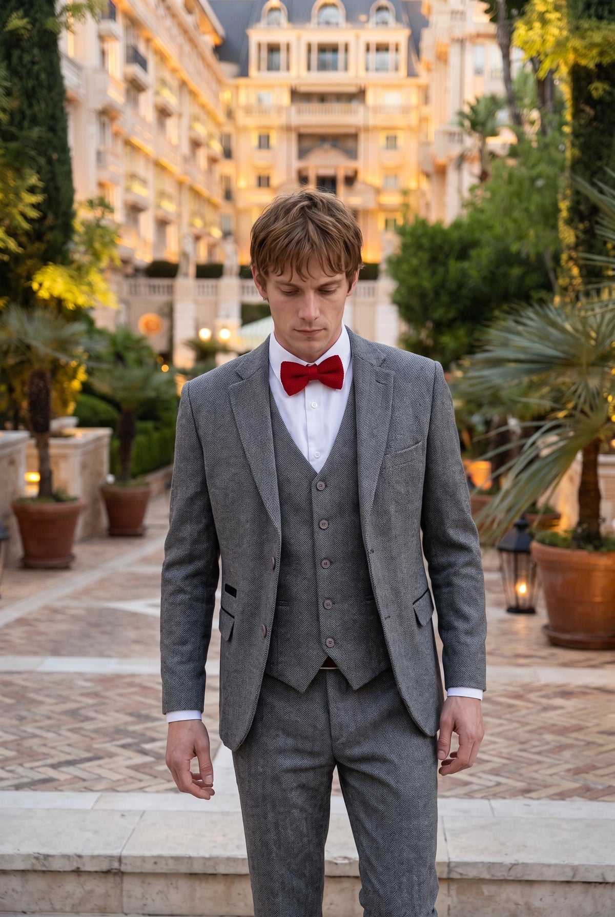 Men’s Burgundy Knitted Bow Tie