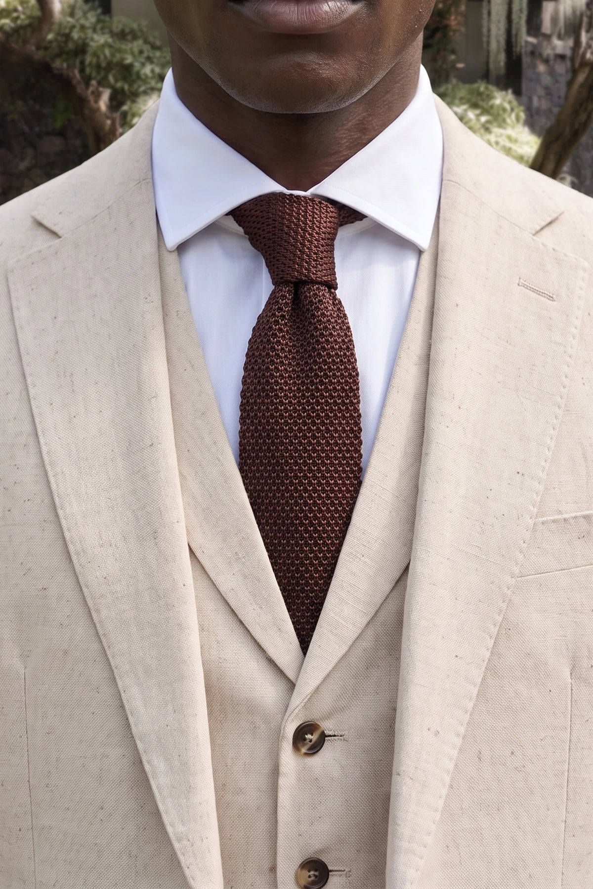 Men’s Burgundy Knitted Polyester Tie
