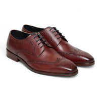 Men's Burgundy Leather Classic Formal Lace-Up Brogue Shoes