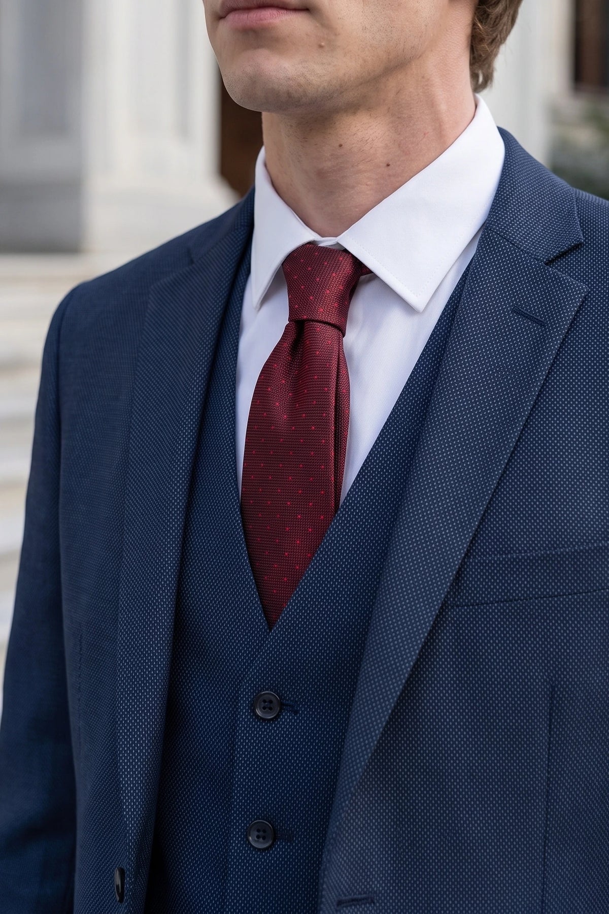 Men’s Burgundy Textured Woven Tie