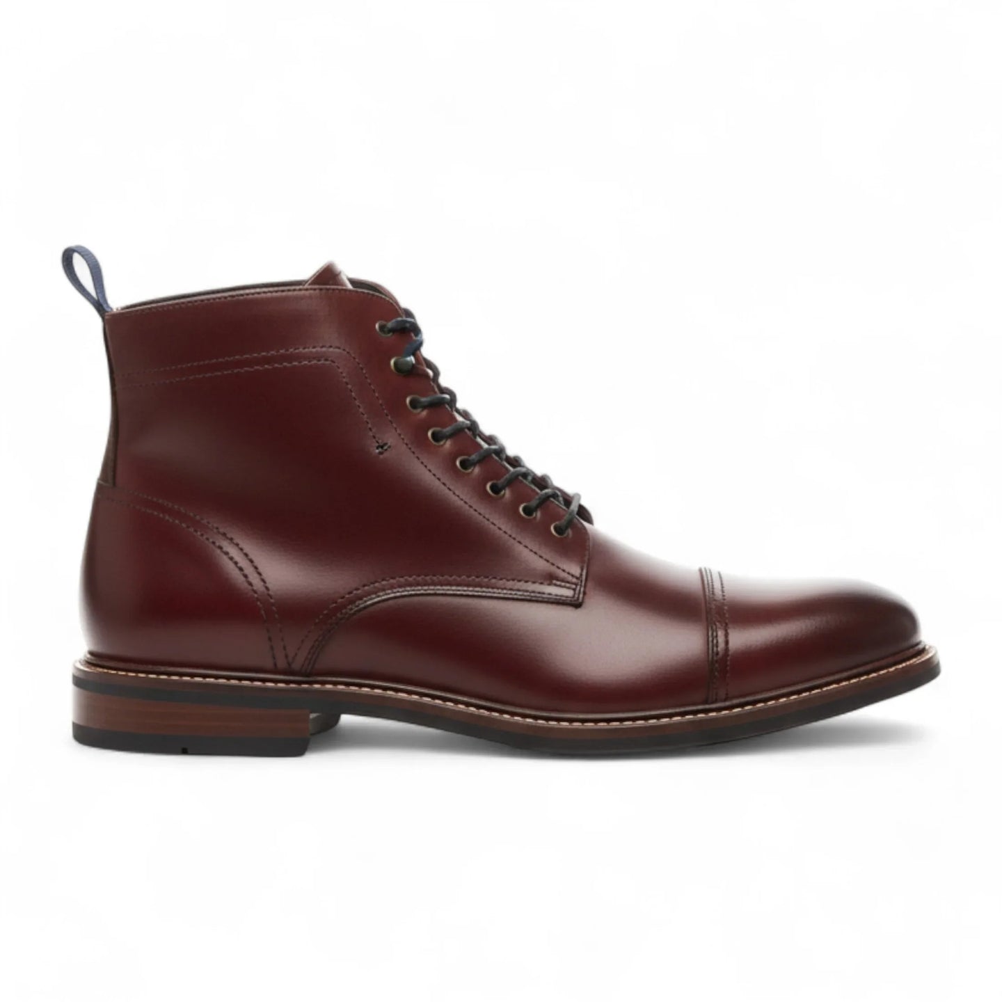 Men's Capped Balmoral Burgundy Leather Ankle Boots