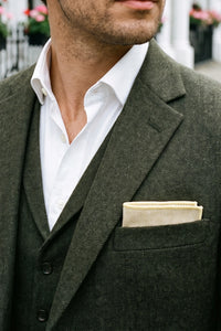 Men’s Champagne Tweed Wool Blend Pocket Square
