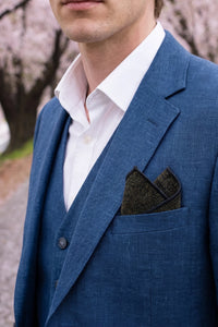 Men’s Charcoal Tweed Wool Blend Pocket Square