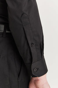 Men's Classic Double Cuff Cutaway Collar Dress Shirt - Black