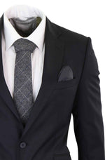 Mens Classic Plain Black Formal 2-Piece Suit